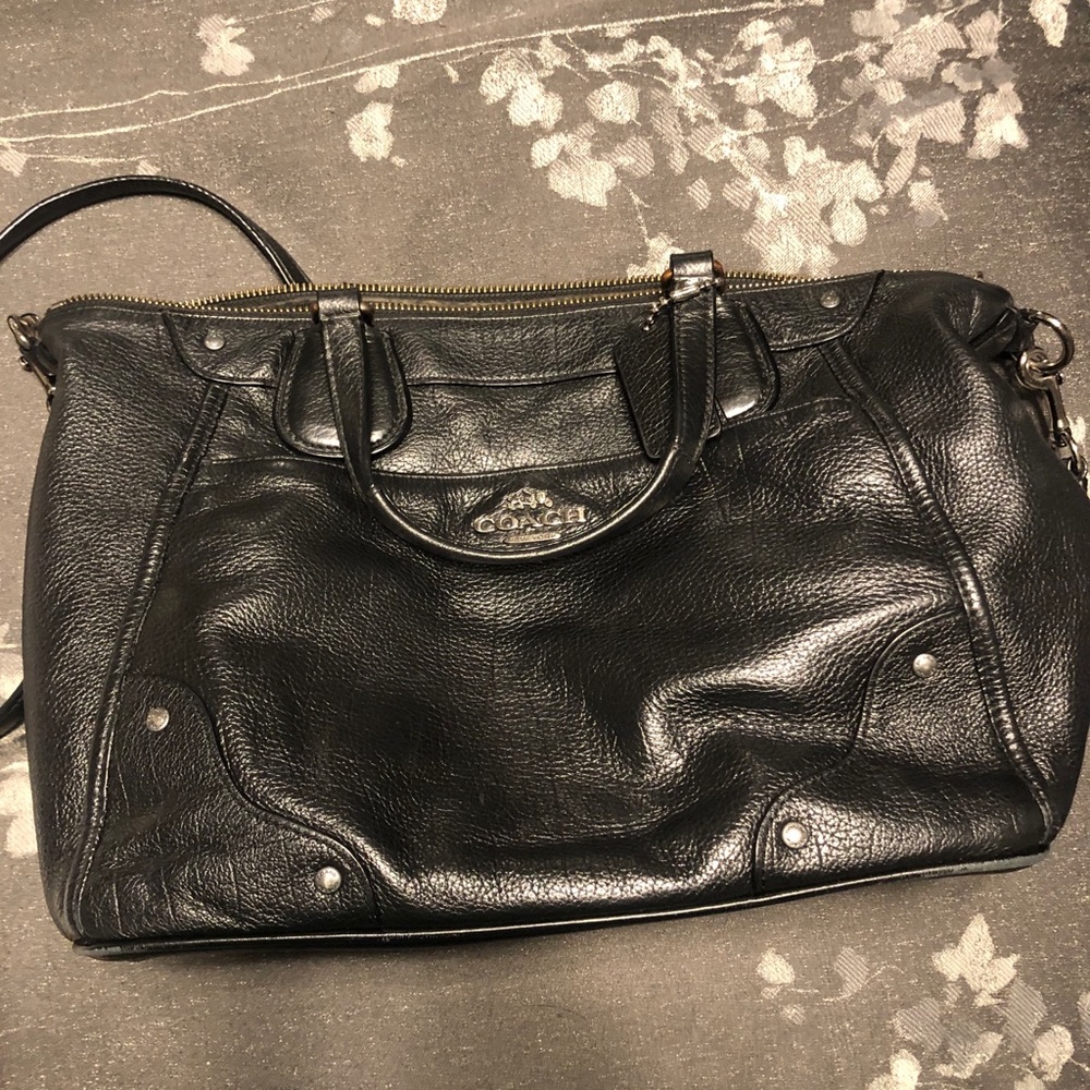 Coach Black Leather Satchel with Crossbody Strap - Picture 16 of 16